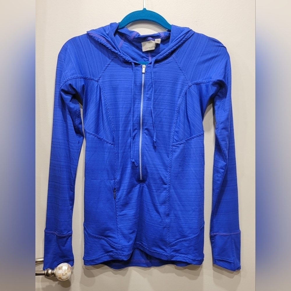 Athleta Purple Pacific Illume 1/2 Zip Active Wear Hooded Top - S